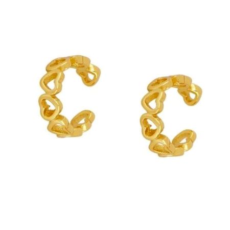 Hear Shape Ear cuff earring, Brass with 22k gold plated, Wholesale jewelry